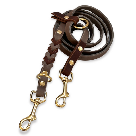 geflochtene Fettleder Lederleine für hunde braun