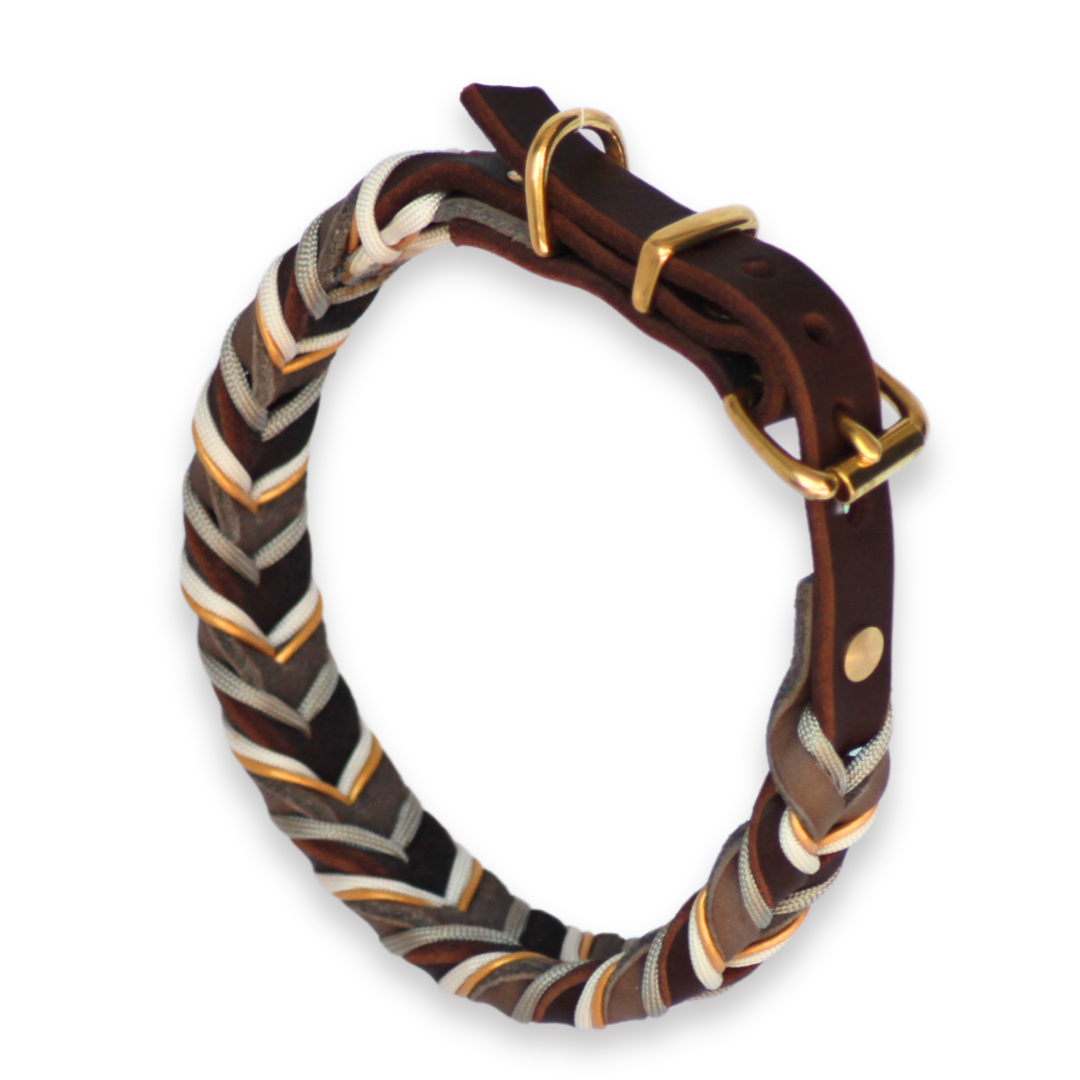 Elegantes Hundehalsband Handgefertigt aus Fettleder & Paracord