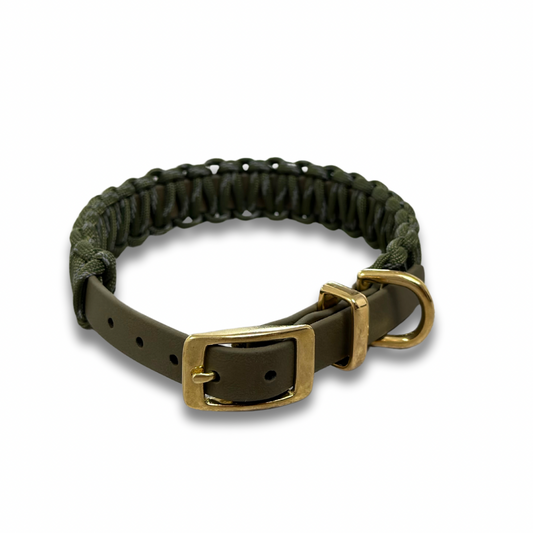 paracord biothane halsband olive