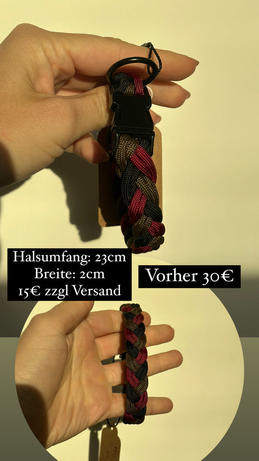 Halsband für sehr kleine Halsumfang 23cm / Hundebreite 2 cm / schwarz/Burgund/Mud/Schwarz