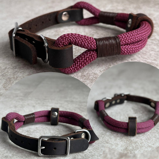Tauleine Halsband Aubergine, dunkelbraun HalsUmfang 29 cm bis 36 cm /Breite 2,5 cm