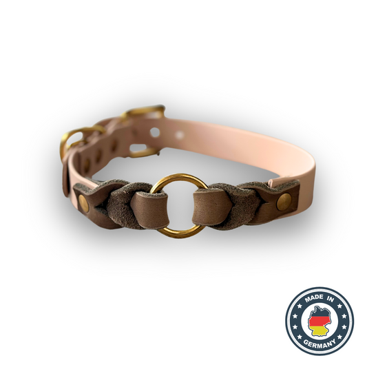 Biothane Hundehalsband Beige geflochten