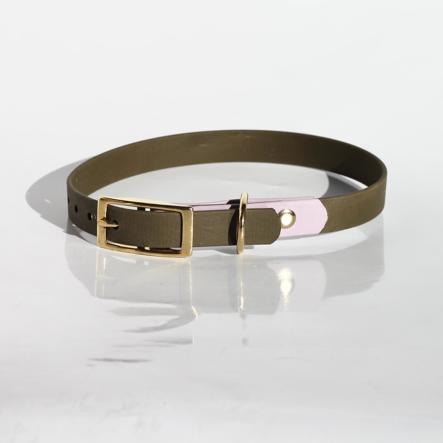 Verstellbares Biothane Halsband in Olive und Flieder