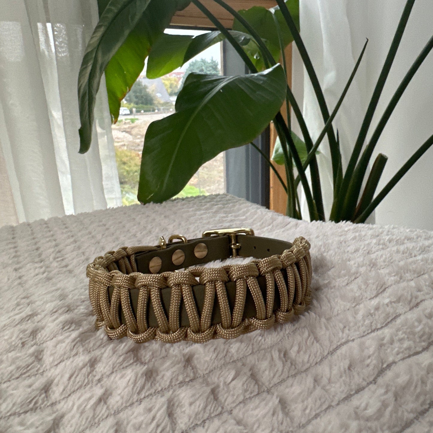 Biothane Halsband, 16 mm breit, Gold Olive/ Halsumfang: 26cm-34cm