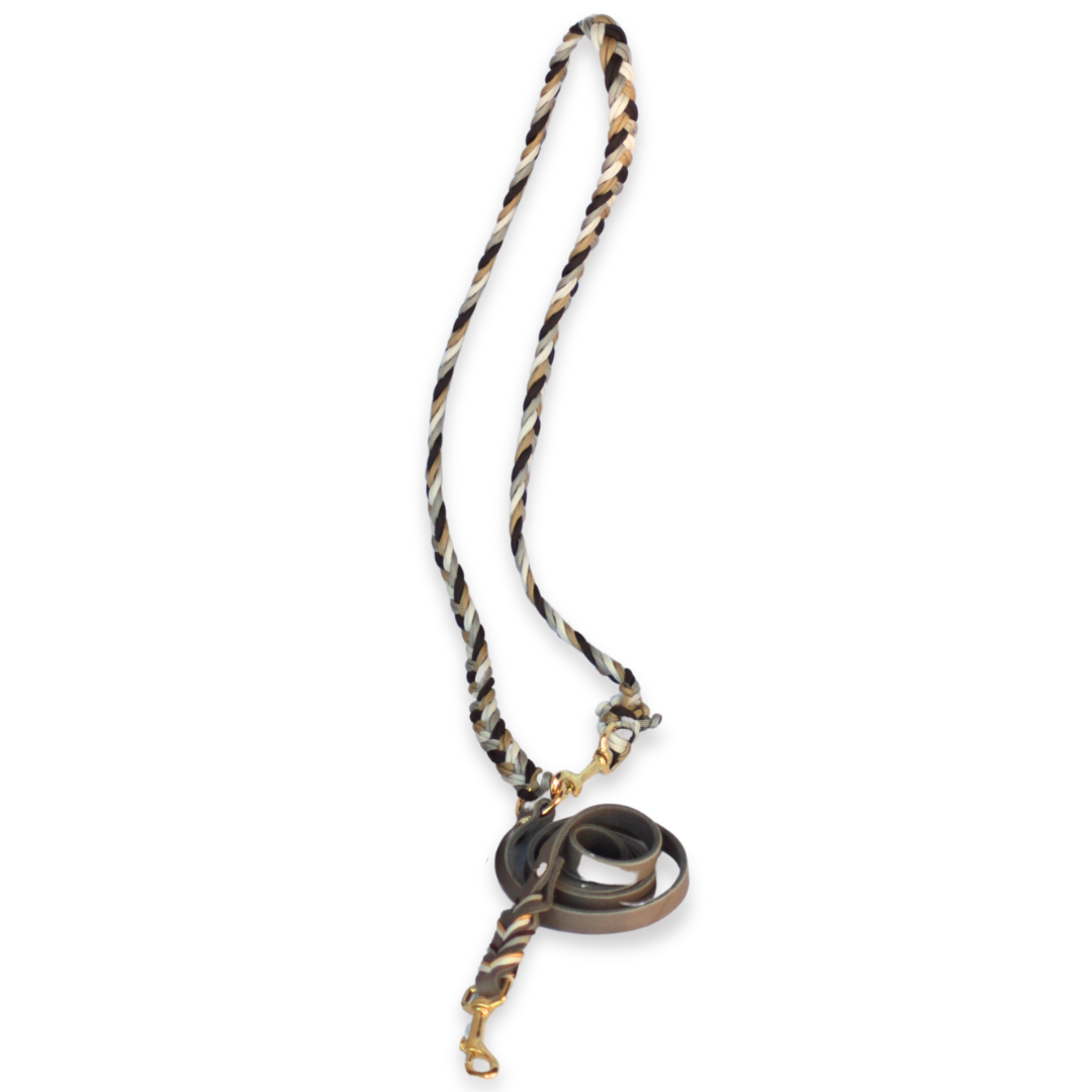 Paracord Lederleine Element aus fettleder und geflochenen paracord 