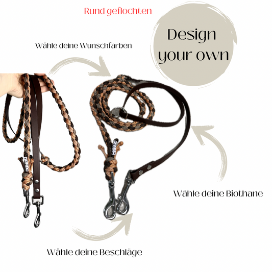 Paracord Biothane Umhängeleine - Design Your Own - individuelle Biothane x Paracord Leine