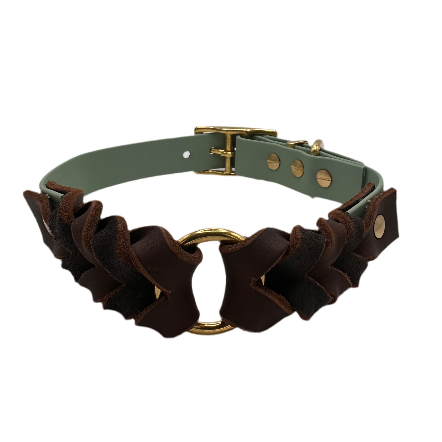 biothane halsband salbei grün braun